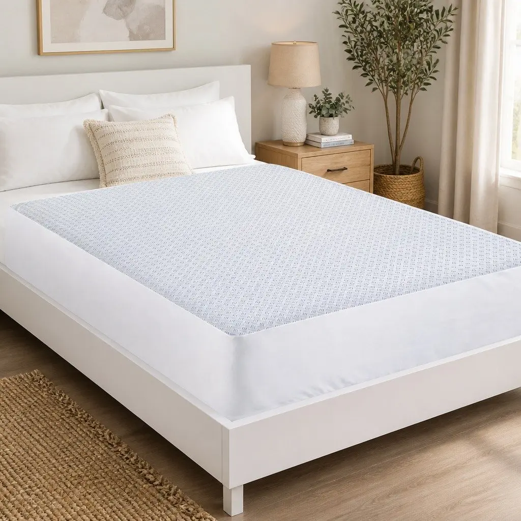 Cooling Mattress Protector Waterproof Fitted Cover Double Size 137 x 188 x 35cm