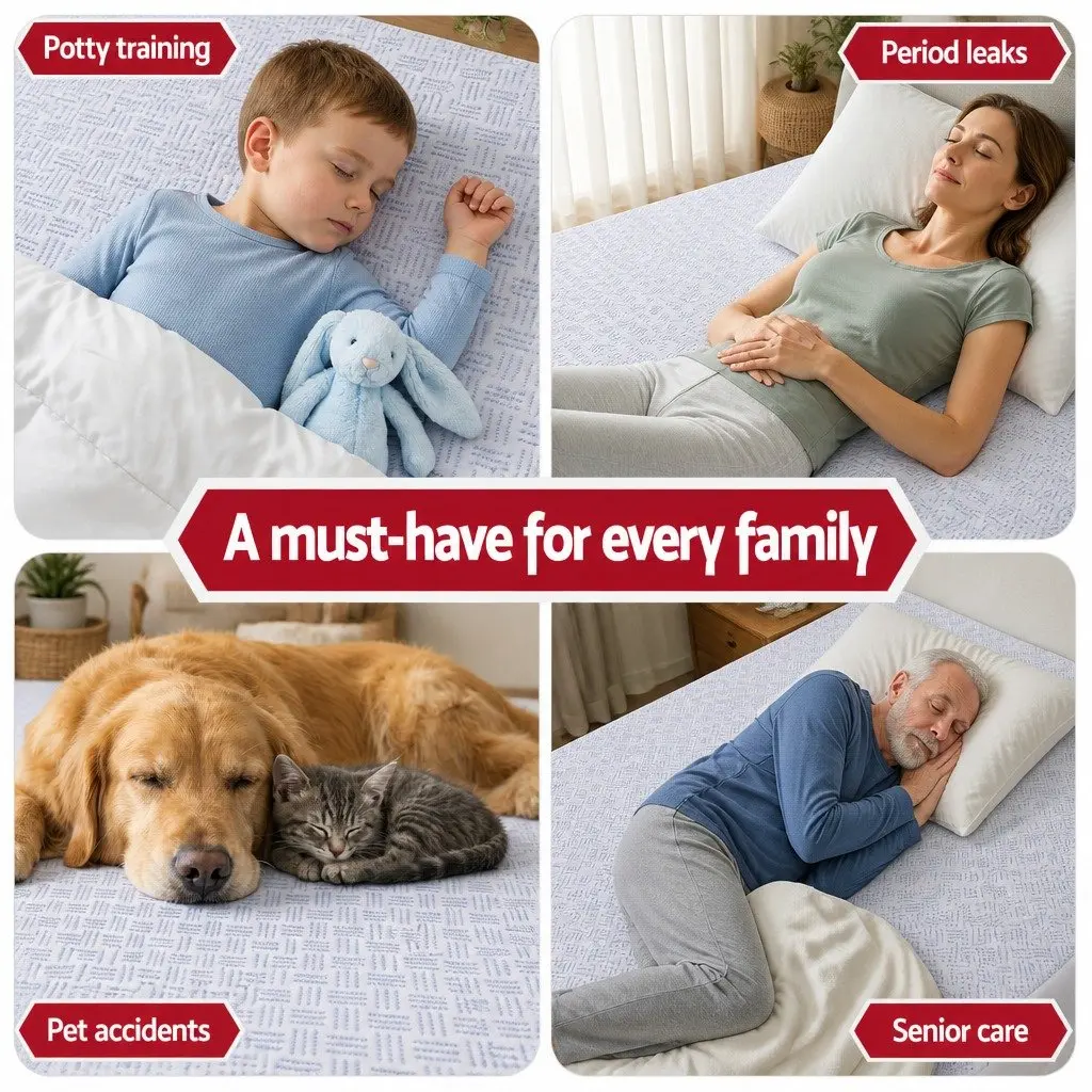 Cooling Mattress Protector Waterproof Fitted Cover Double Size 137 x 188 x 35cm
