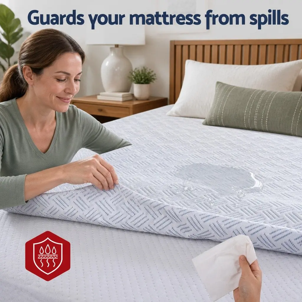 Cooling Mattress Protector Waterproof King Single Deep Pocket Fitted Skirt