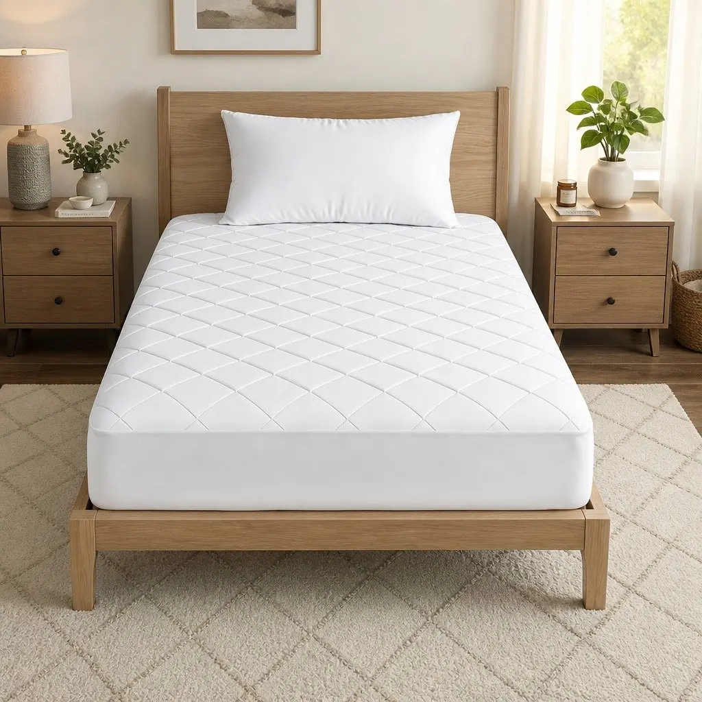 King Single Mattress Protector Waterproof 40cm Deep Fitted Quilted Cotton Cover