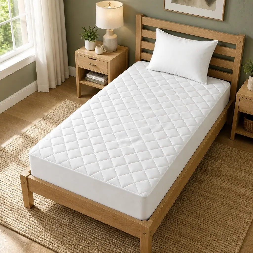 King Single Mattress Protector Waterproof 40cm Deep Fitted Quilted Cotton Cover