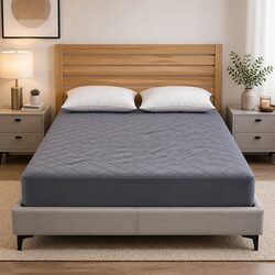 Double Bed Mattress Protector: Microfiber, 137x188x35cm, Grey