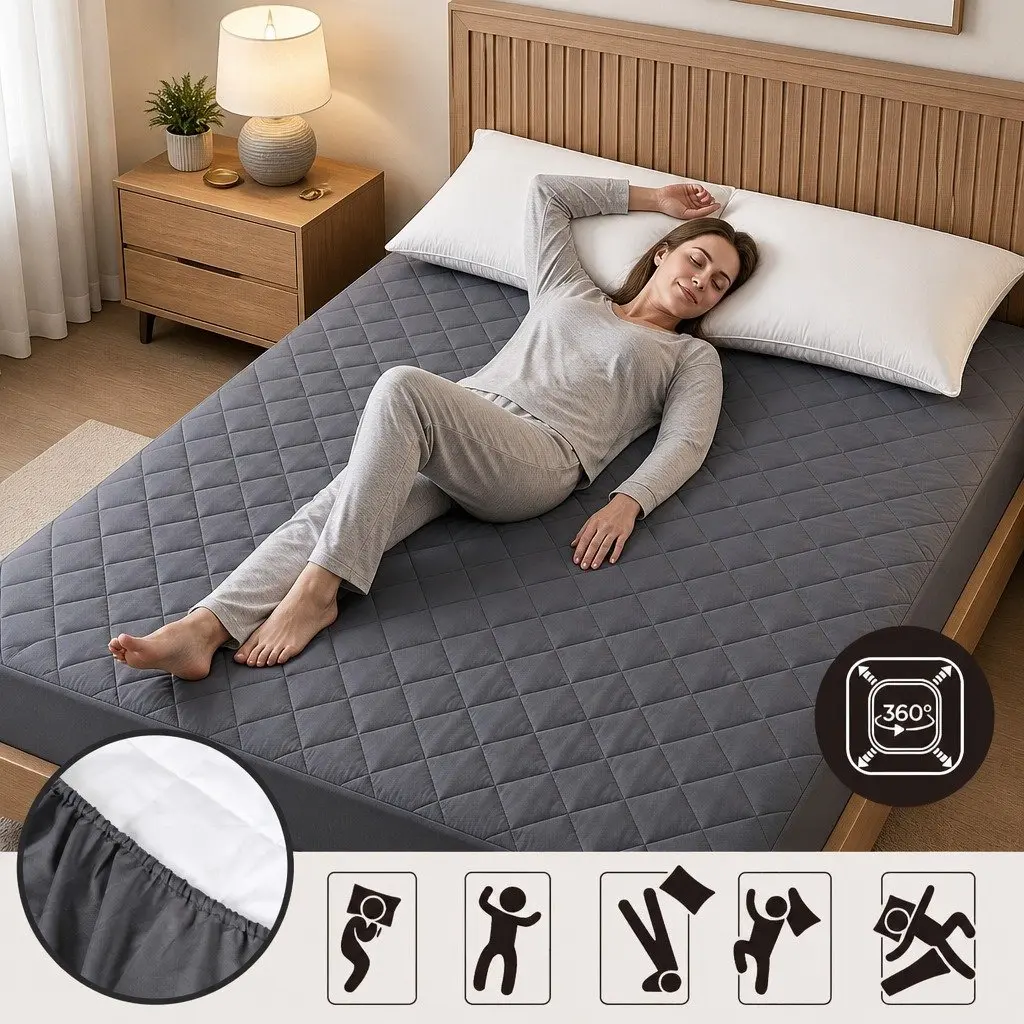 Mattress Protector for Double Bed Microfiber Water-Resistant 360° Elastic Fitted