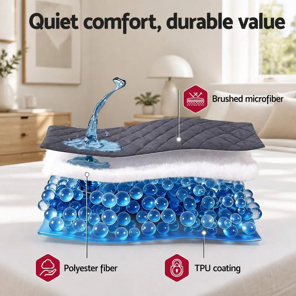 King Mattress Protector Waterproof Microfiber Quilted 360° Elastic Fitted Skirt 35cm