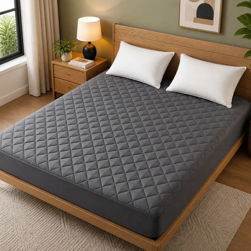King Mattress Protector Waterproof Microfiber Quilted 360° Elastic Fitted Skirt 35cm