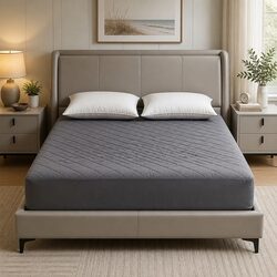 Grey Microfiber Mattress Protector - Queen Size Specs Inside