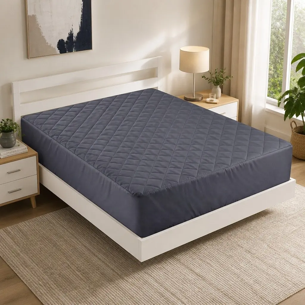 Microfiber Mattress Protector Queen Size Grey