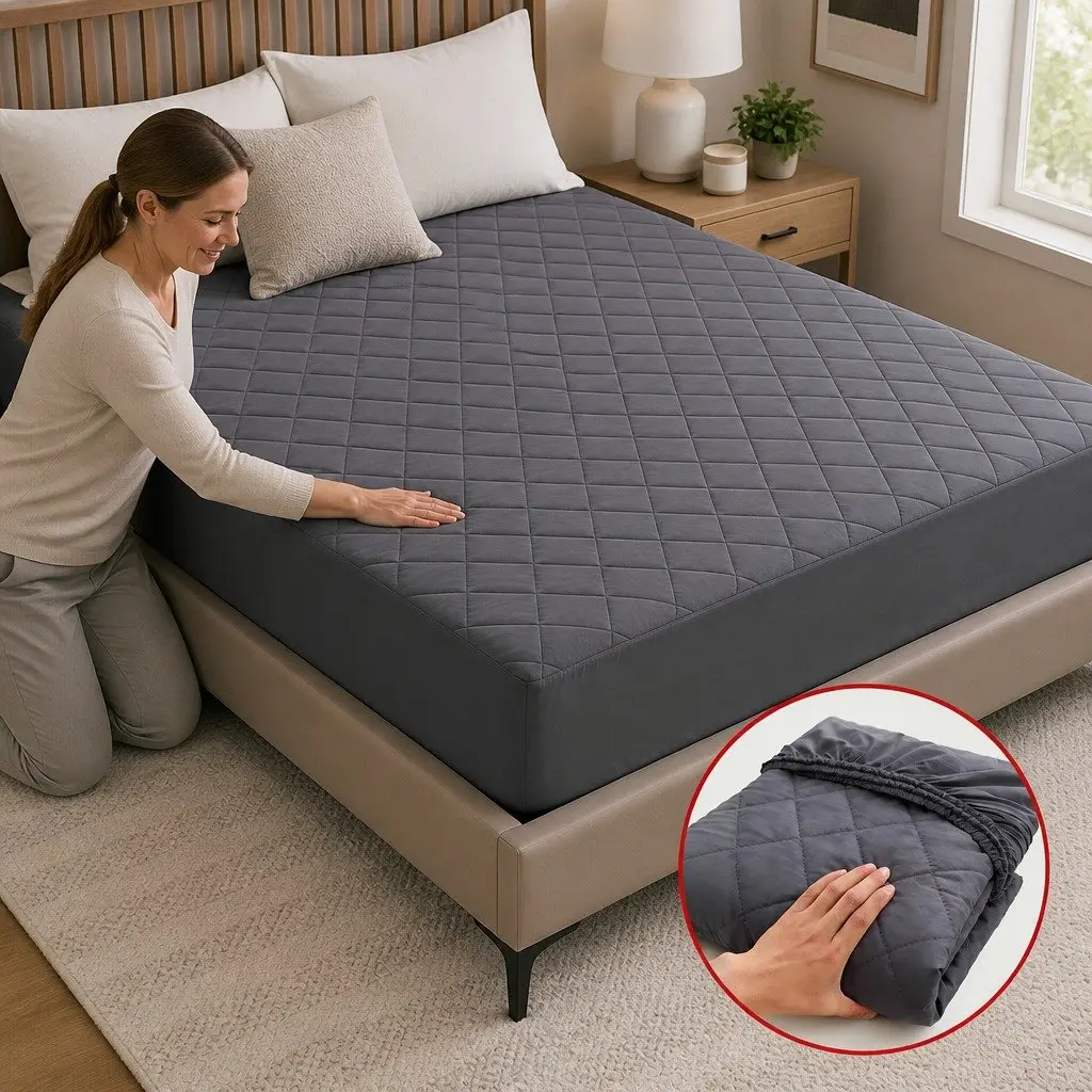 Microfiber Mattress Protector Queen Size Grey