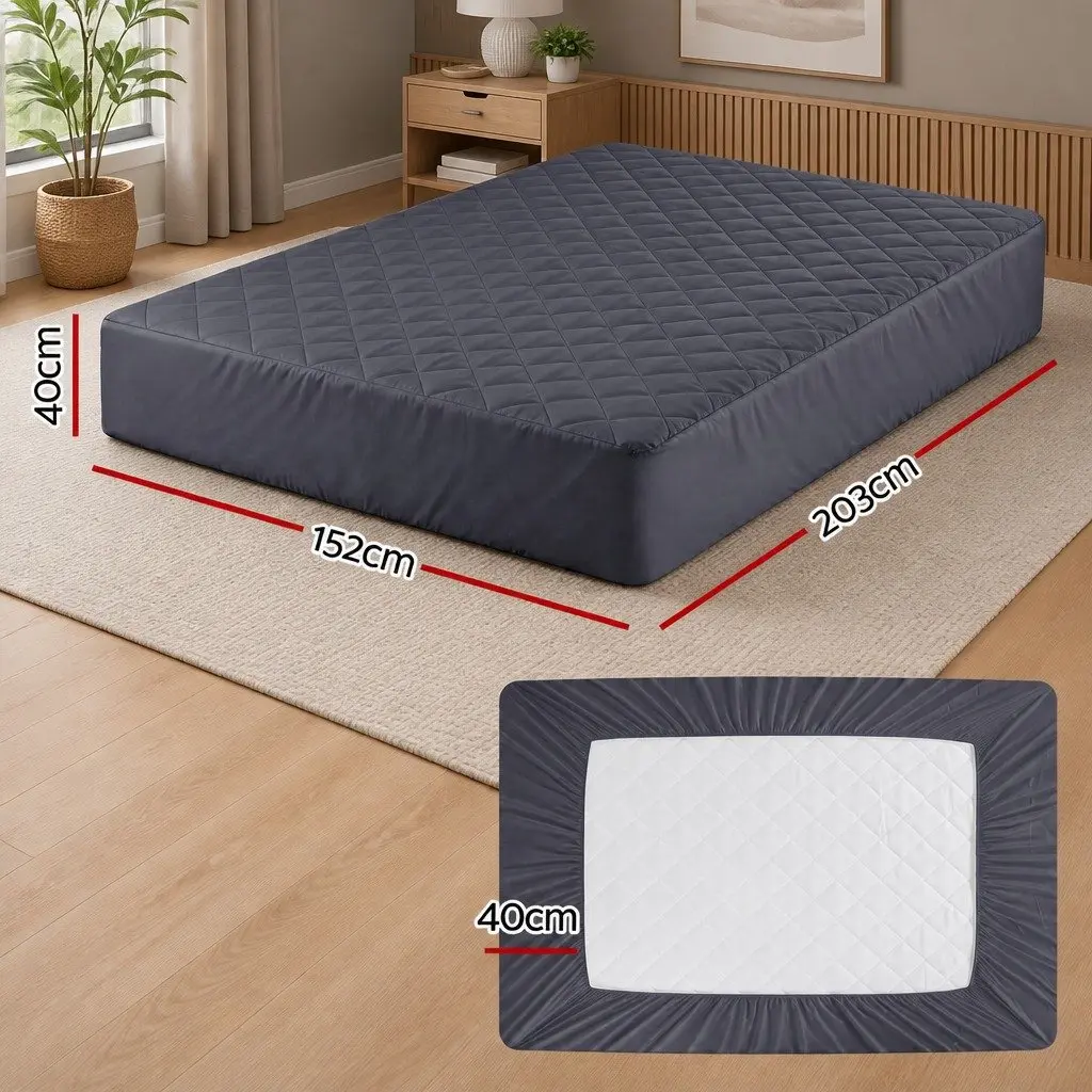 Microfiber Mattress Protector Queen Size Grey