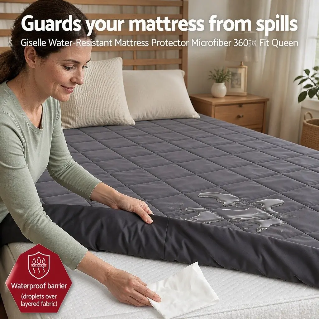 Microfiber Mattress Protector Queen Size Grey