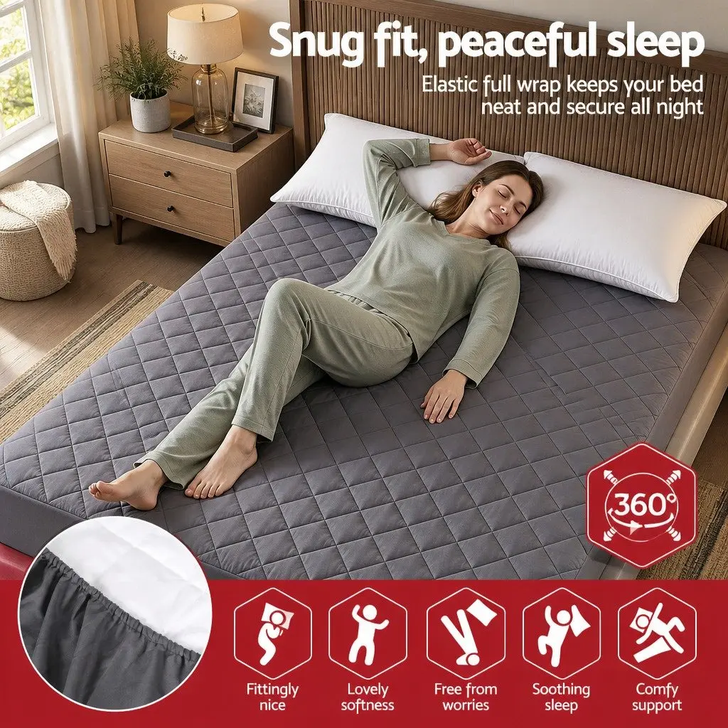 Microfiber Mattress Protector Queen Size Grey
