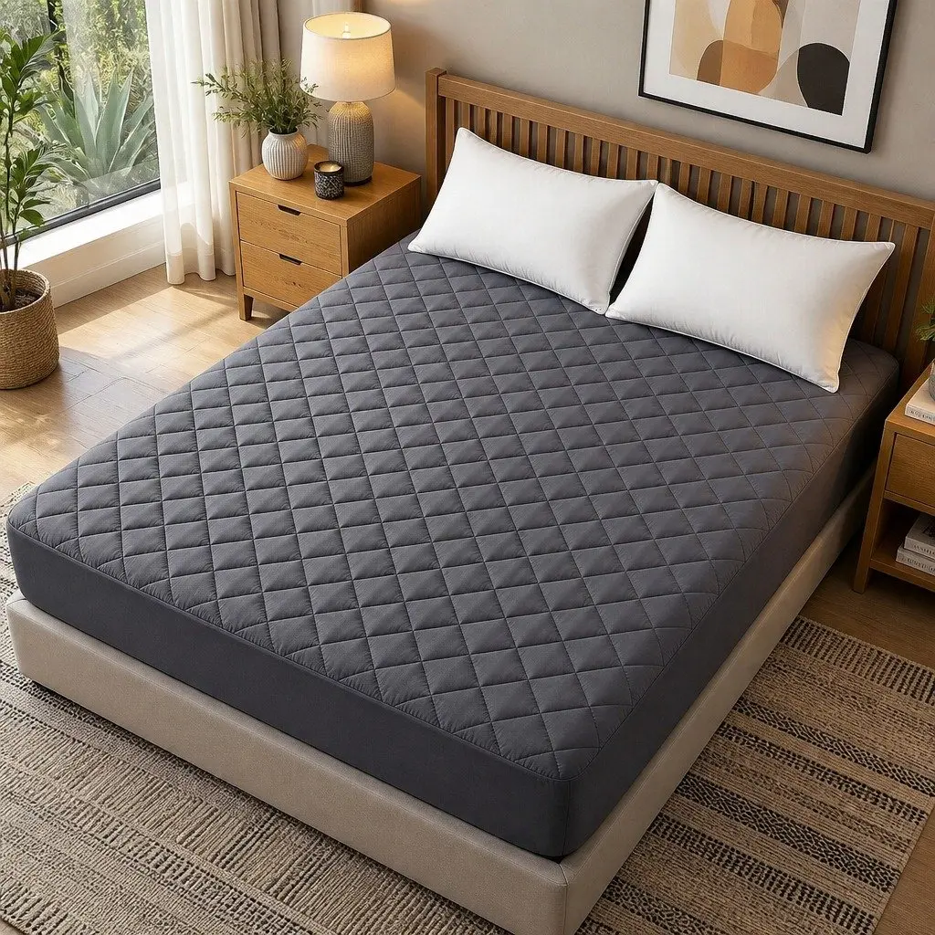 Microfiber Mattress Protector Queen Size Grey