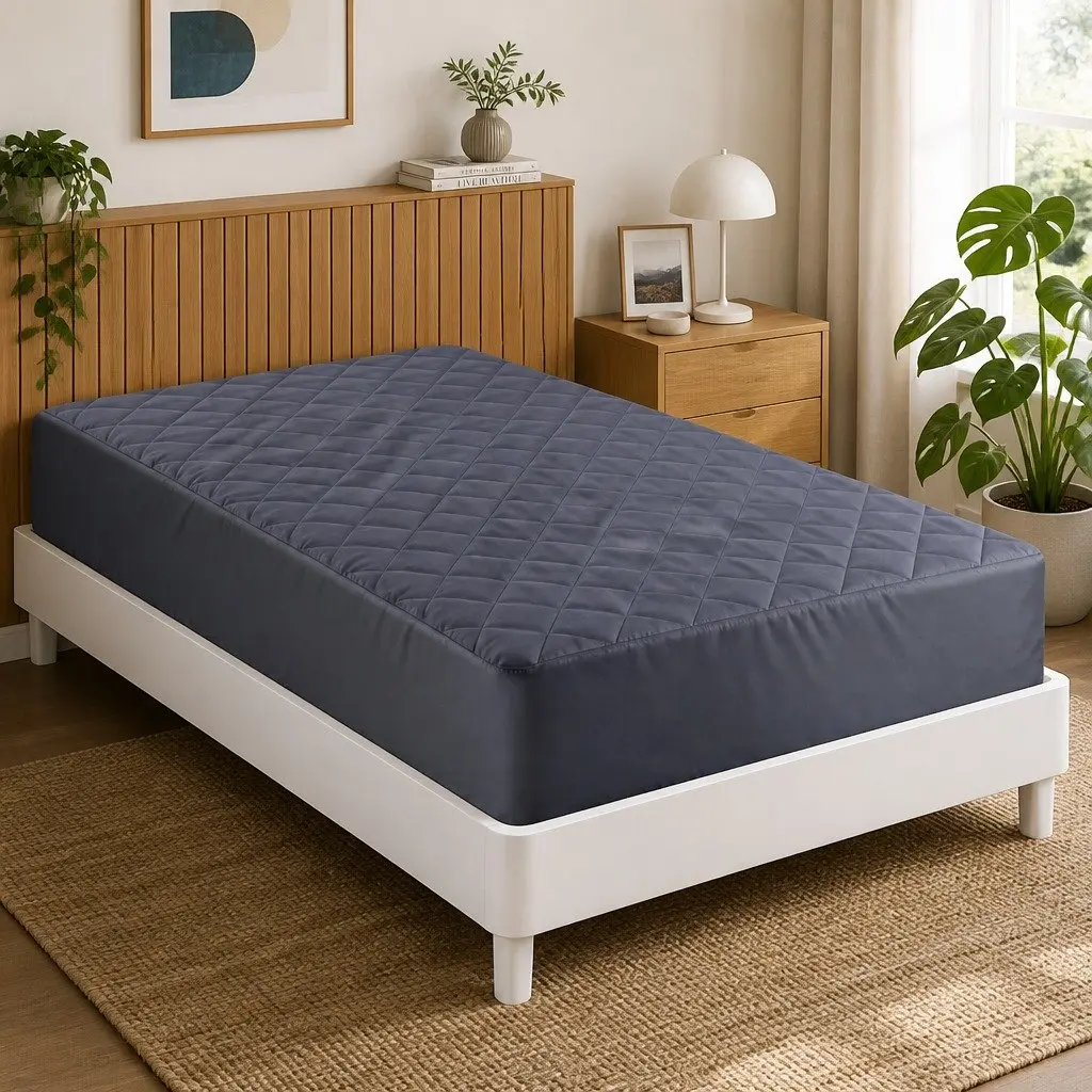 Single Mattress Protector Fitted 35cm Deep Pocket Water-Resistant Elastic Skirt Microfiber