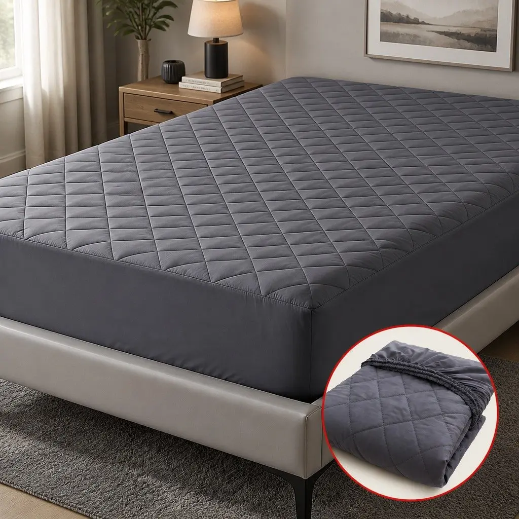 Single Mattress Protector Fitted 35cm Deep Pocket Water-Resistant Elastic Skirt Microfiber