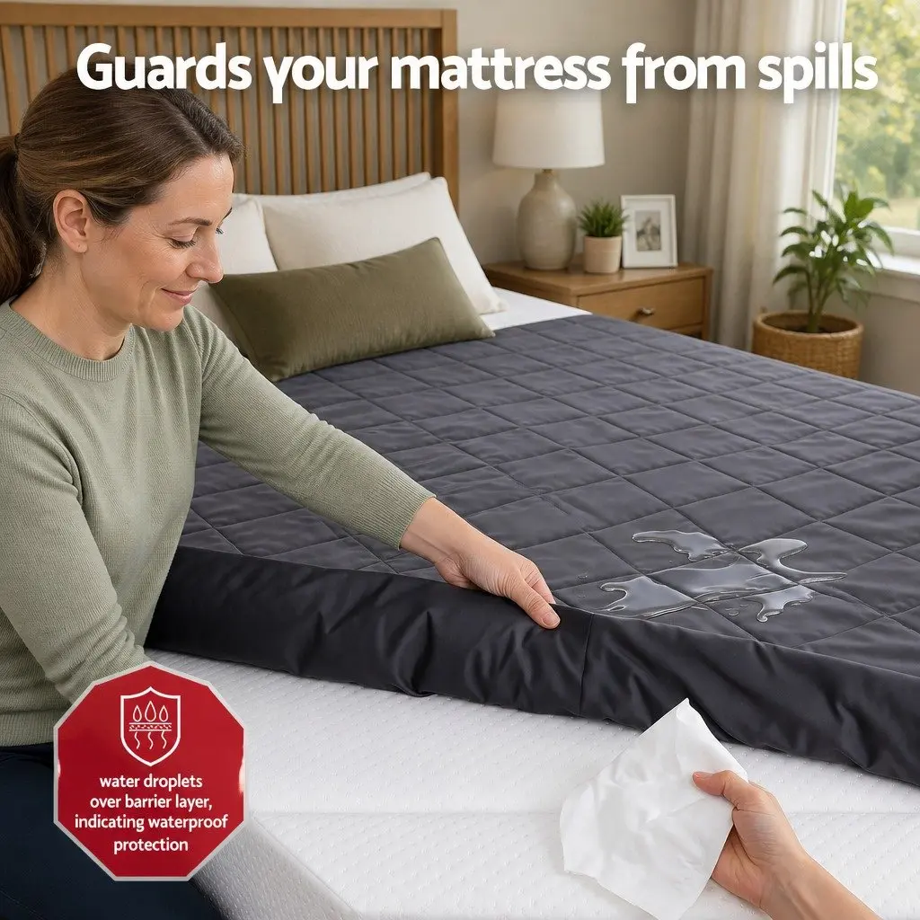 Single Mattress Protector Fitted 35cm Deep Pocket Water-Resistant Elastic Skirt Microfiber