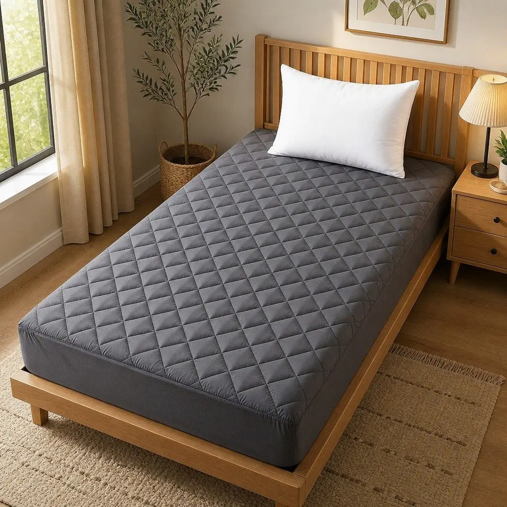 Single Mattress Protector Fitted 35cm Deep Pocket Water-Resistant Elastic Skirt Microfiber