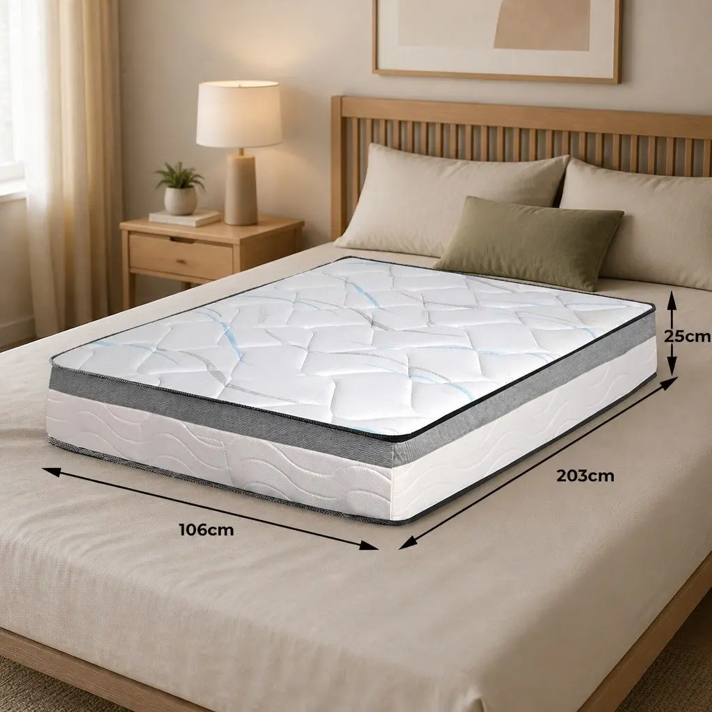 King Single Spring Mattress for Comfort Sleep 25cm Thick Pocket Coil Support