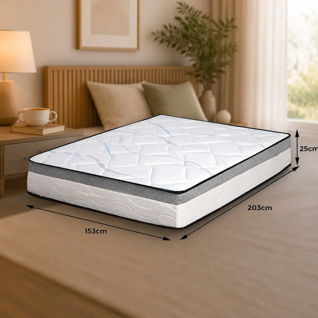 Queen Spring Mattress for Bedroom 25cm Hypoallergenic Comfort Support