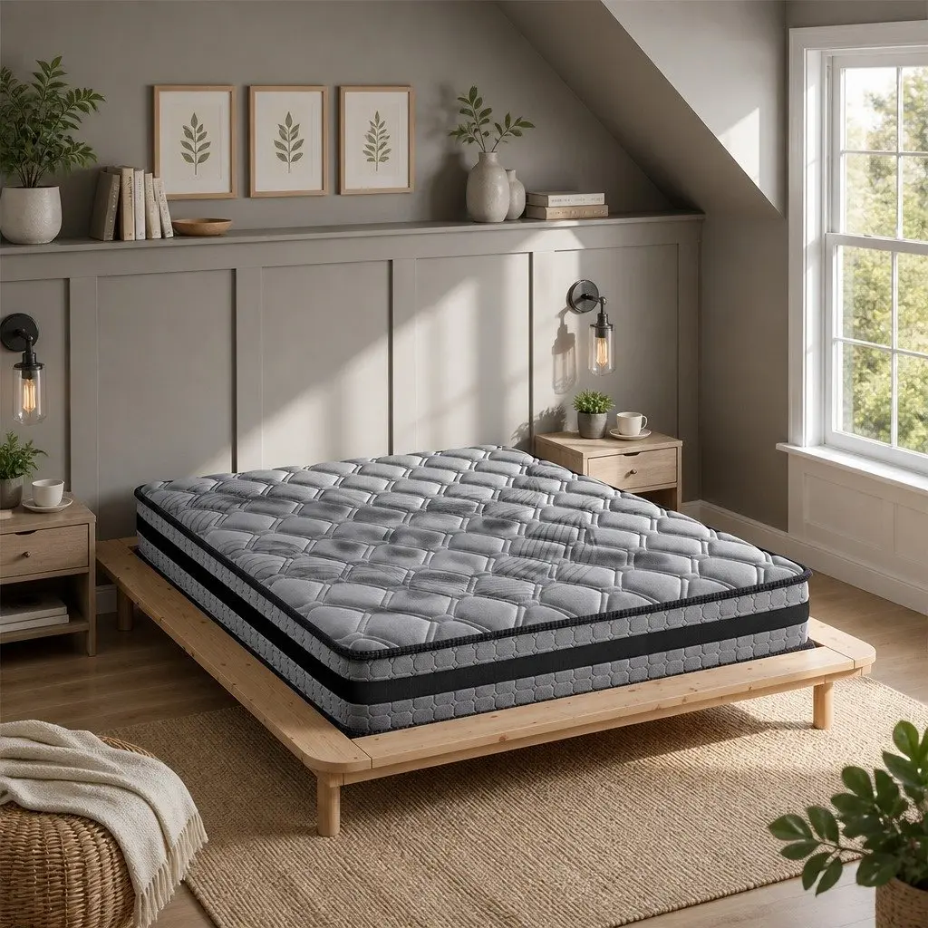 Double Pocket Spring Mattress for Bedroom 188cm x 138cm Medium Firm Sleep Support