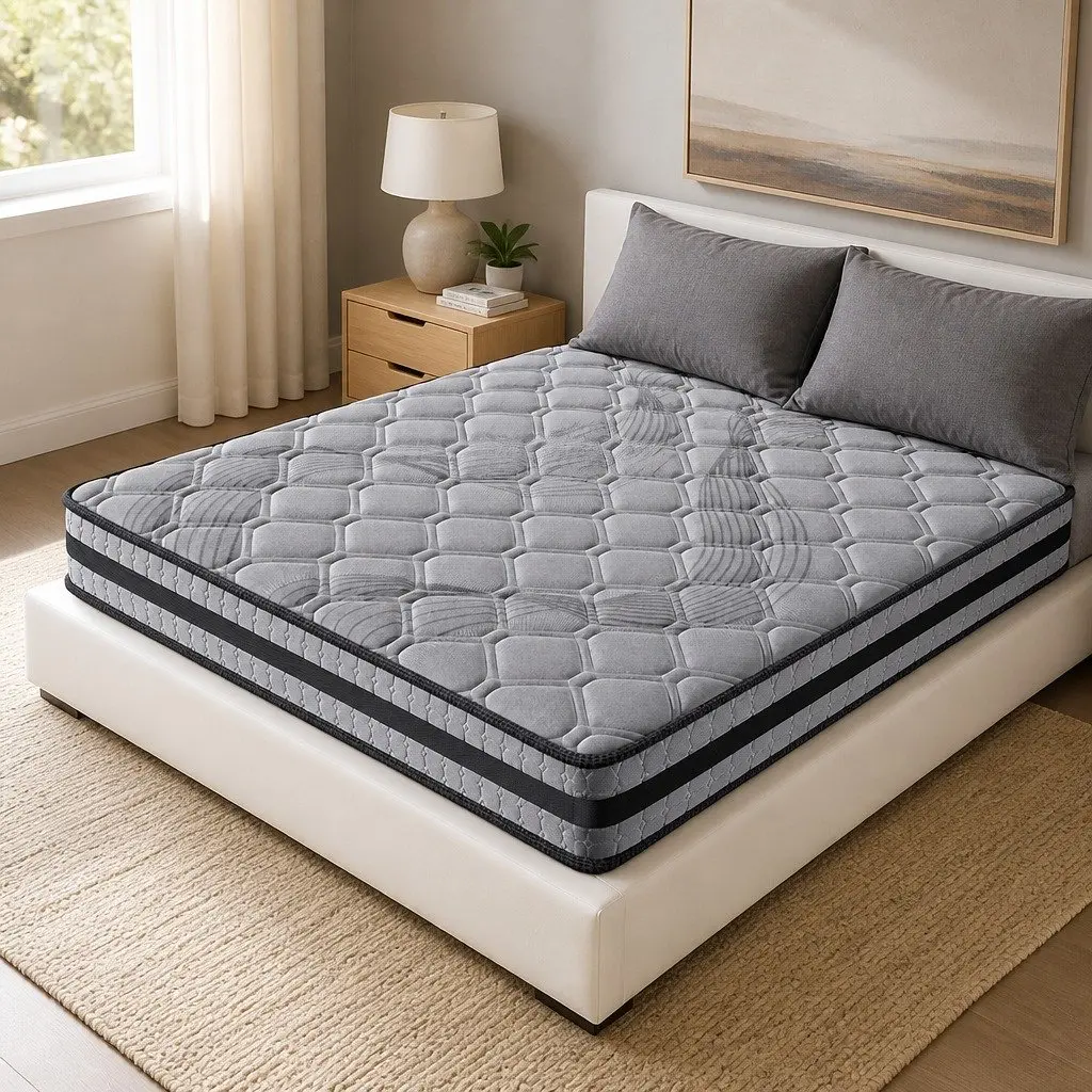 Queen Spring Mattress Pocket Coil Medium Firm Support Breathable Sleep Bed