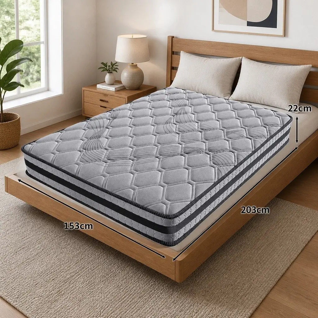Queen Spring Mattress Pocket Coil Medium Firm Support Breathable Sleep Bed