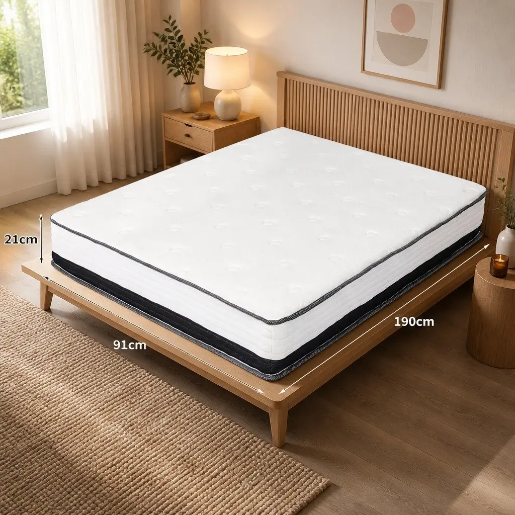 Single Pocket Spring Mattress 21cm HD Foam Medium Firm Bed Sleep Comfort