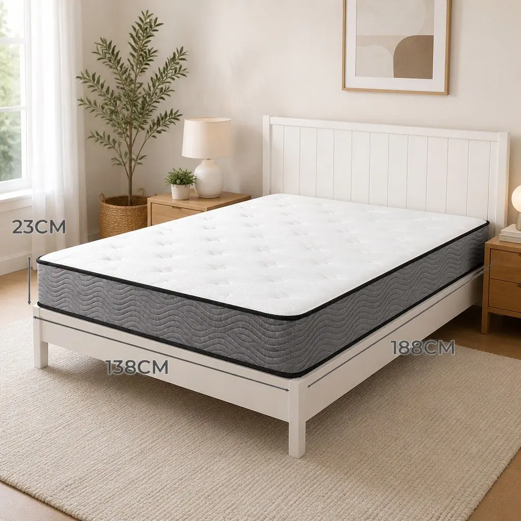 Double Pocket Spring Mattress 6-Zone Support Extra Firm Bed Top Sleep