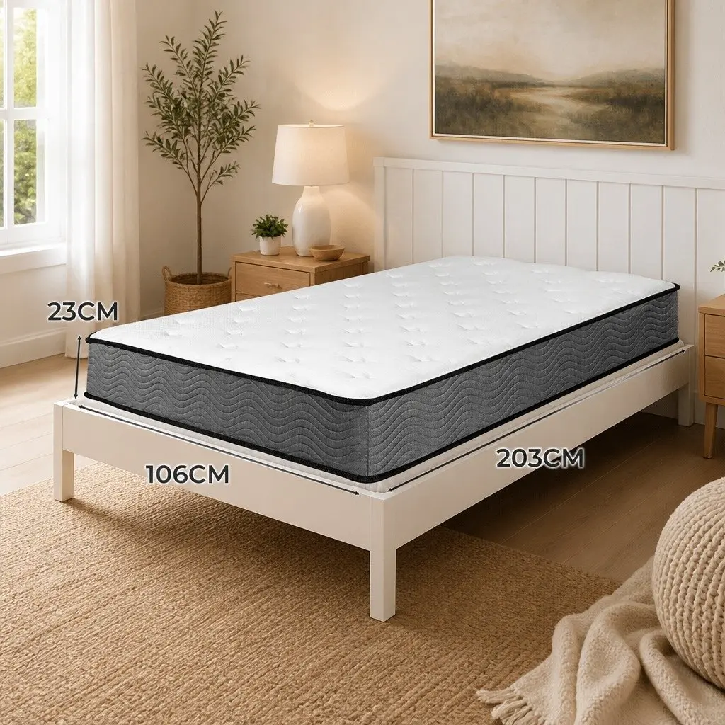 King Single Spring Mattress 6-Zone Pocket Coil Bed Top Extra Firm Support