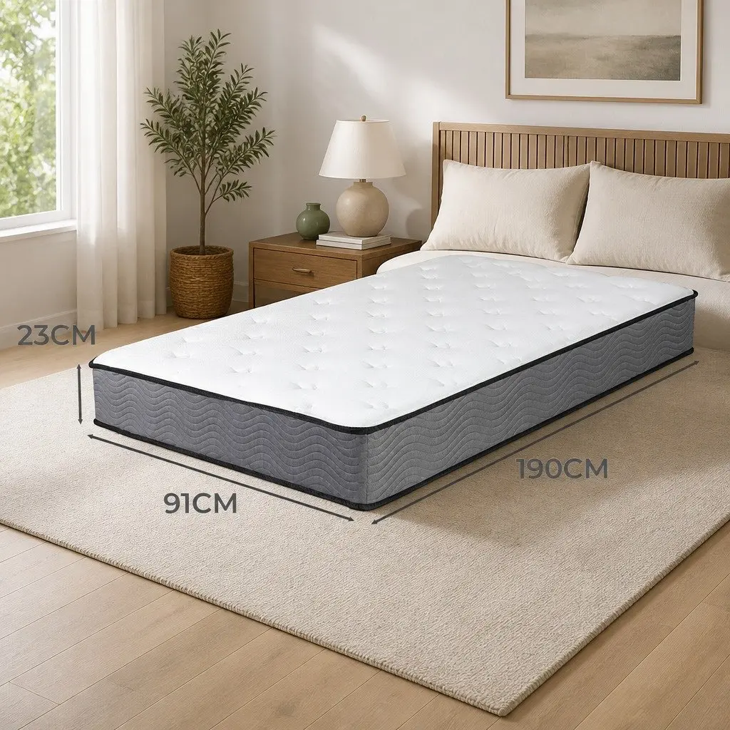 Pocket Spring Mattress Single Size 6-Zone Support Extra Firm 190cm x 91cm