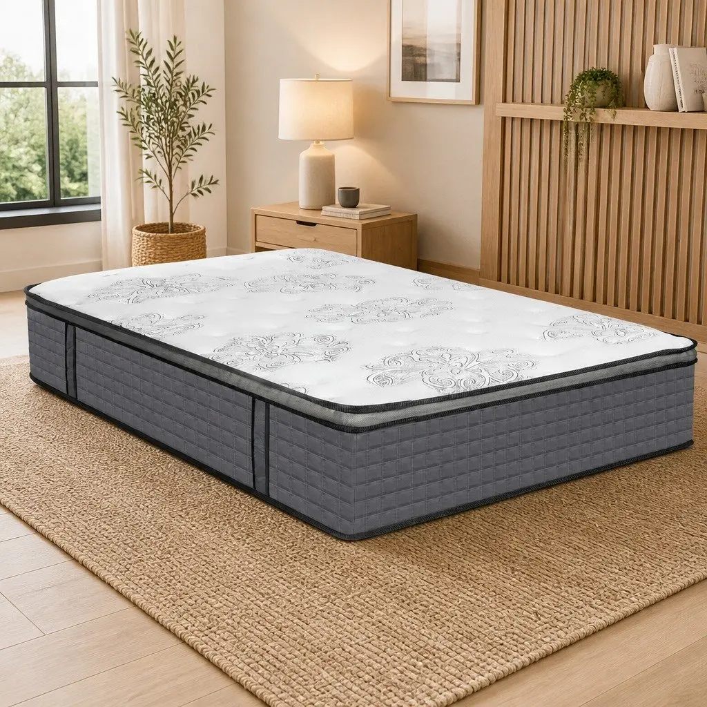 Double Spring Mattress Pocket Egg Crate Foam Medium Firmness 5-Zone Support Bed