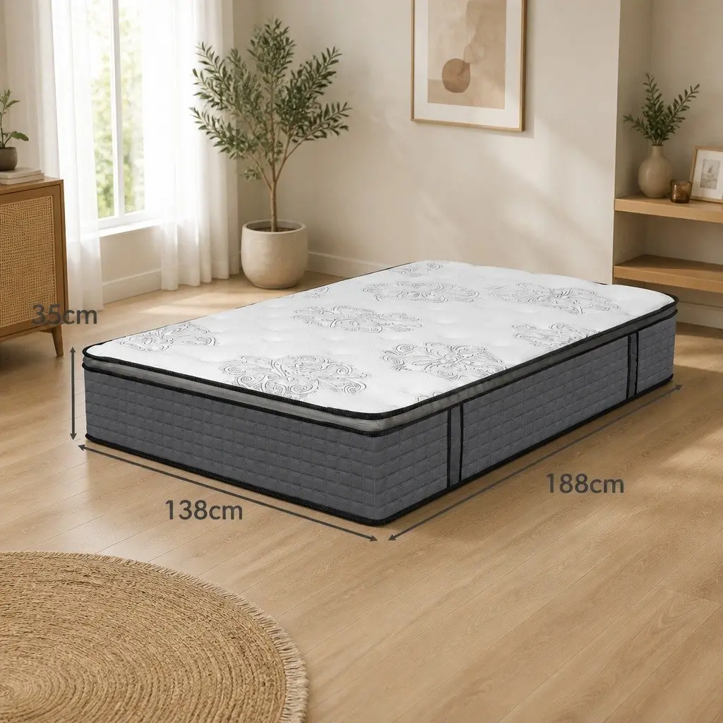 Double Spring Mattress Pocket Egg Crate Foam Medium Firmness 5-Zone Support Bed