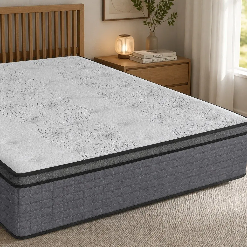 Double Spring Mattress Pocket Egg Crate Foam Medium Firmness 5-Zone Support Bed