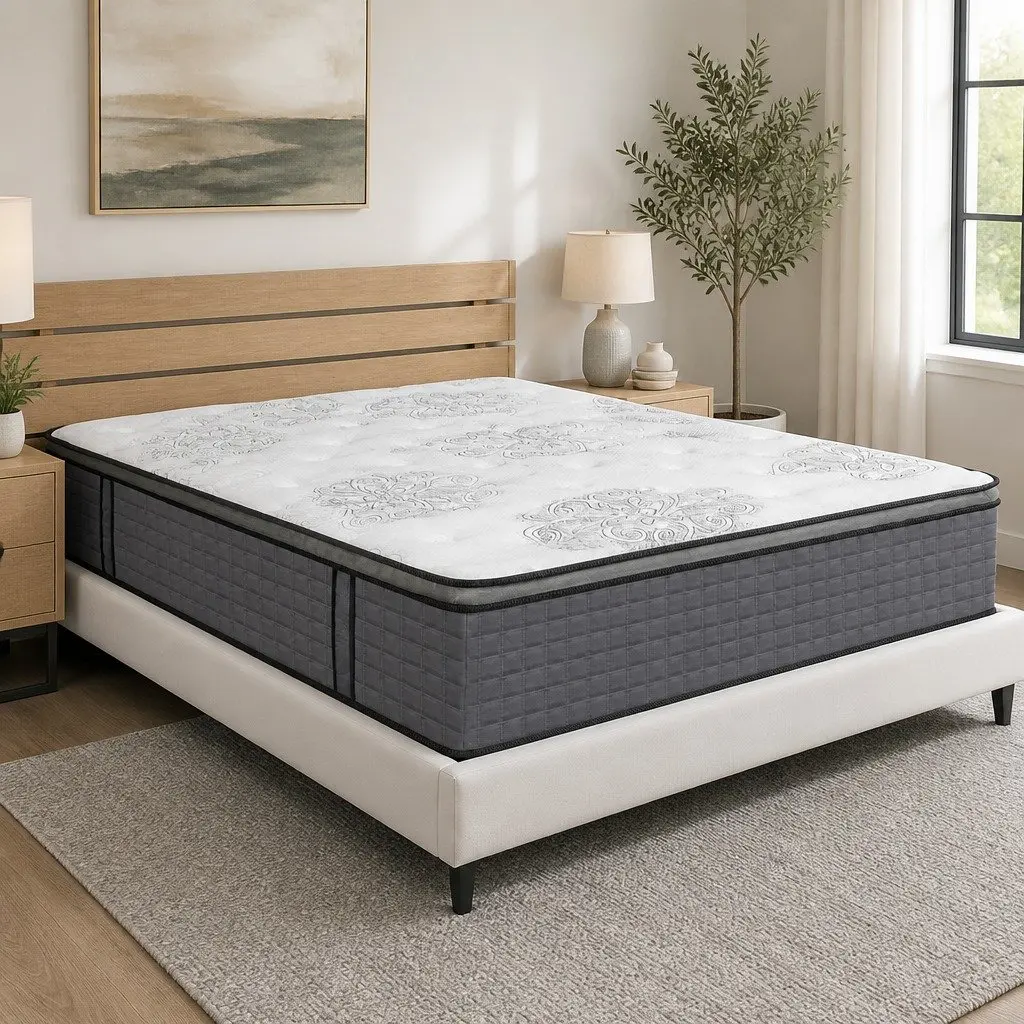King Size Spring Mattress for Bedroom 5-Zone Pocket Coil Medium Firm Egg-Crate Foam