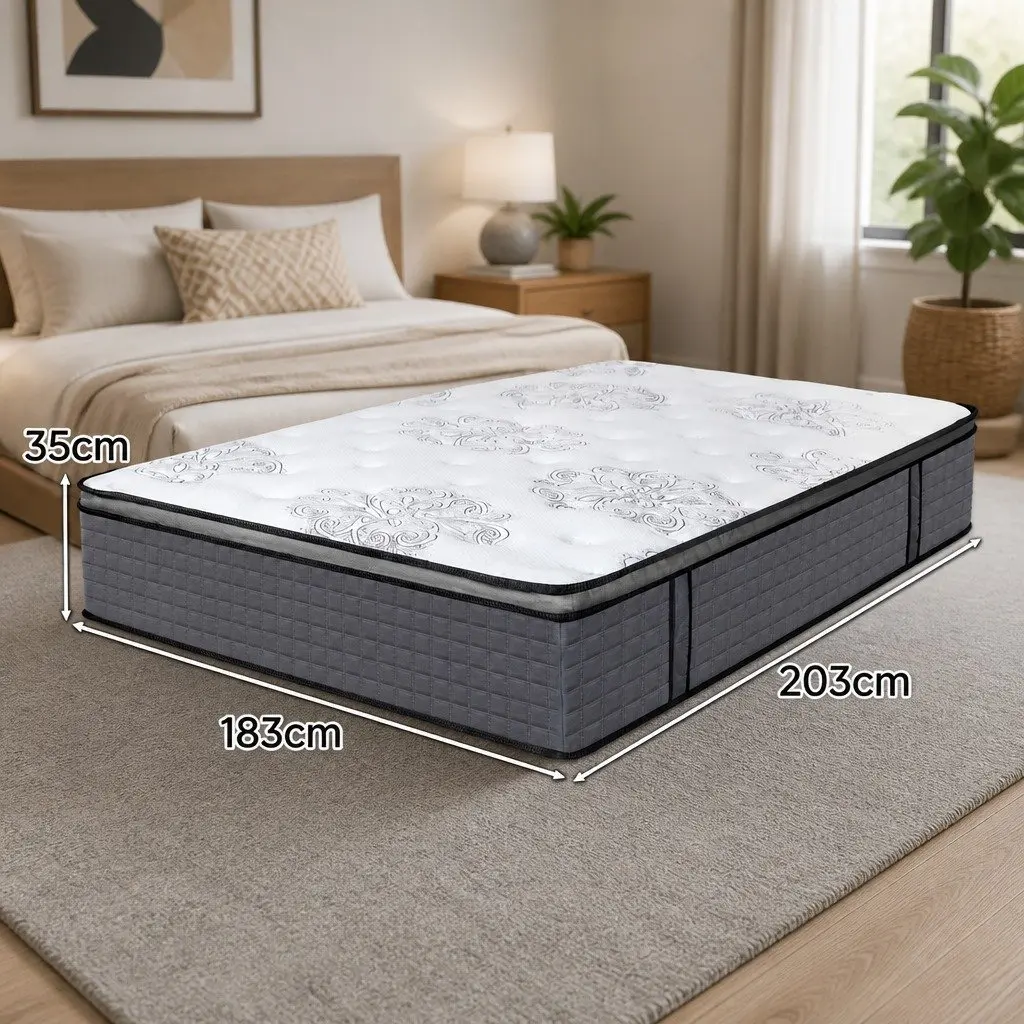 King Size Spring Mattress for Bedroom 5-Zone Pocket Coil Medium Firm Egg-Crate Foam