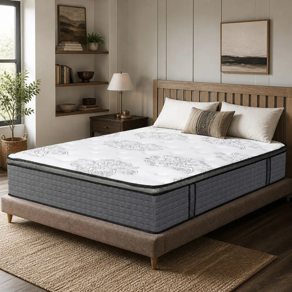 King Size Spring Mattress for Bedroom 5-Zone Pocket Coil Medium Firm Egg-Crate Foam