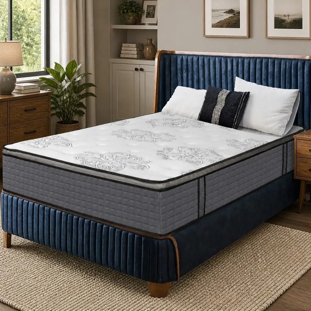 King Size Spring Mattress for Bedroom 5-Zone Pocket Coil Medium Firm Egg-Crate Foam