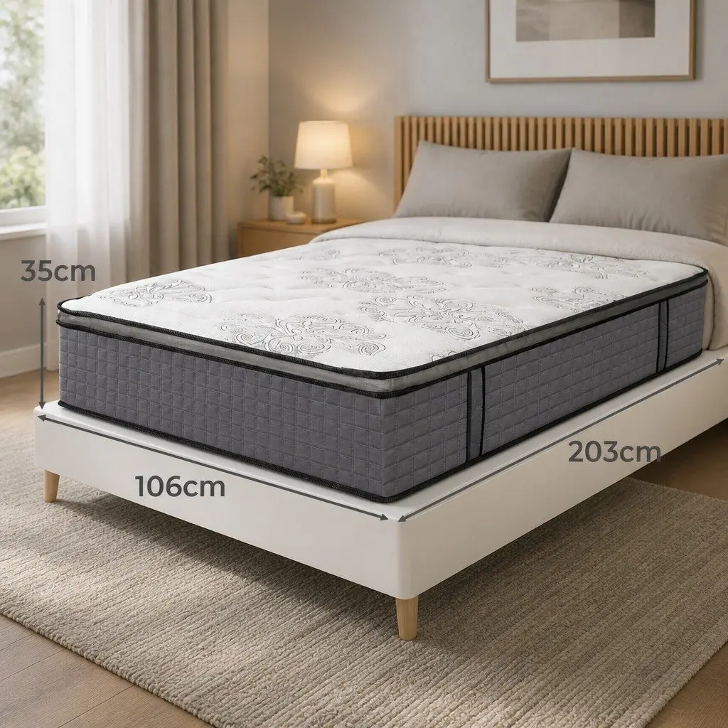 Spring Mattress Bed Pocket Egg-Crate Foam King Single Medium Firm Support