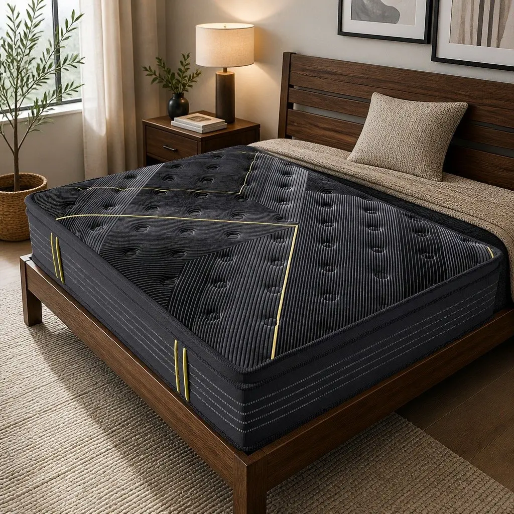 Spring Mattress Single Bamboo Charcoal Pocket Coil Euro Top Comfort Bed 190cm x 91cm 35cm Thickness
