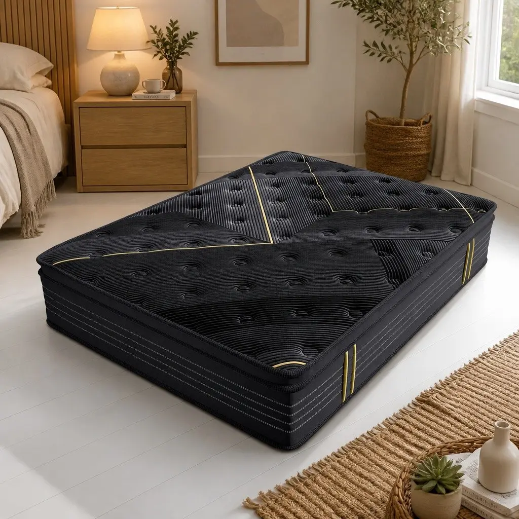 Spring Mattress Single Bamboo Charcoal Pocket Coil Euro Top Comfort Bed 190cm x 91cm 35cm Thickness