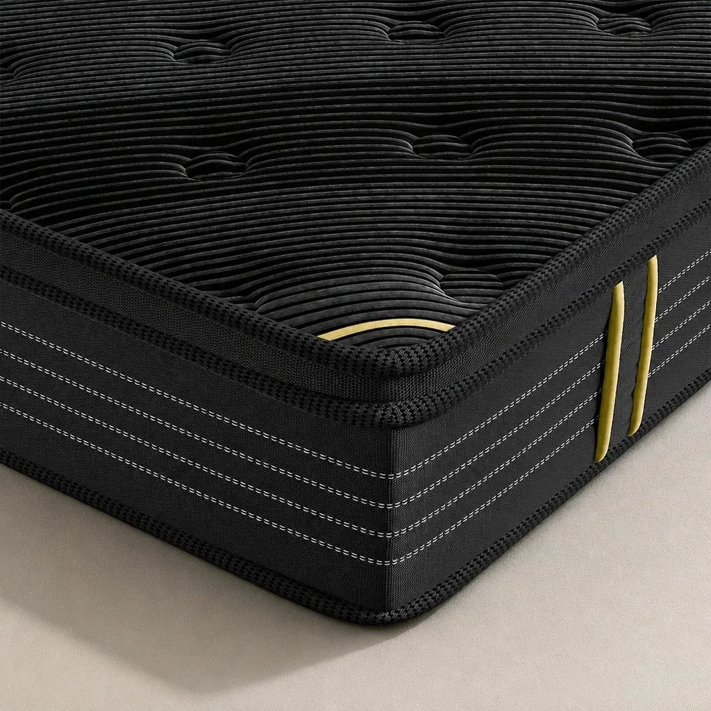 Spring Mattress Single Bamboo Charcoal Pocket Coil Euro Top Comfort Bed 190cm x 91cm 35cm Thickness