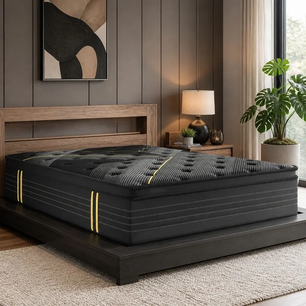 Spring Mattress Single Bamboo Charcoal Pocket Coil Euro Top Comfort Bed 190cm x 91cm 35cm Thickness