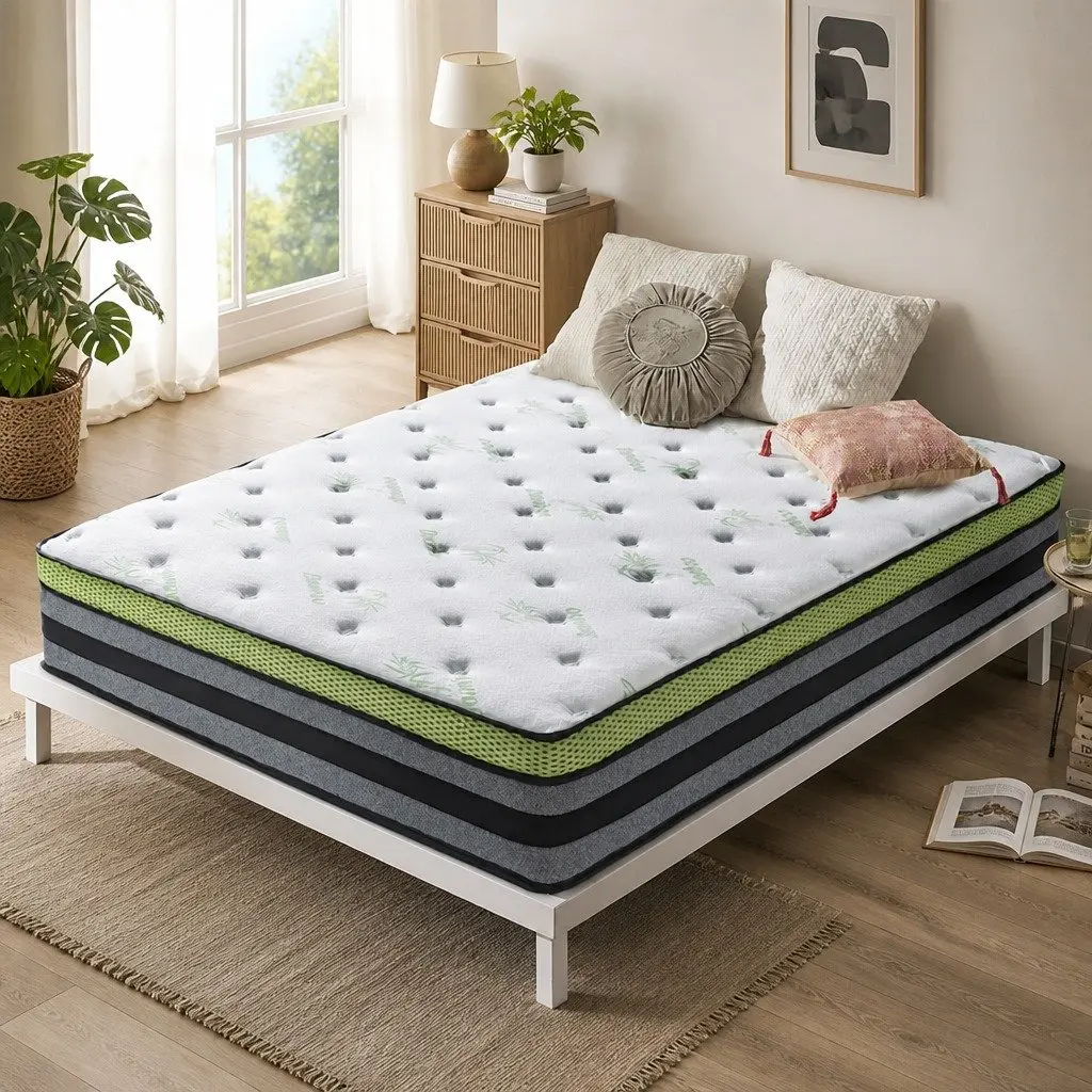 King Pocket Spring Mattress Cooling Gel Memory Foam Medium-Firm Support Bed