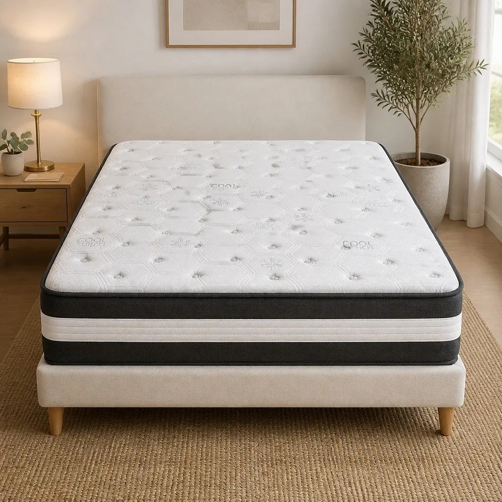 Pocket Spring Mattress Medium Firm 25cm 5 Zone Cool Gel Ice Silk Bed