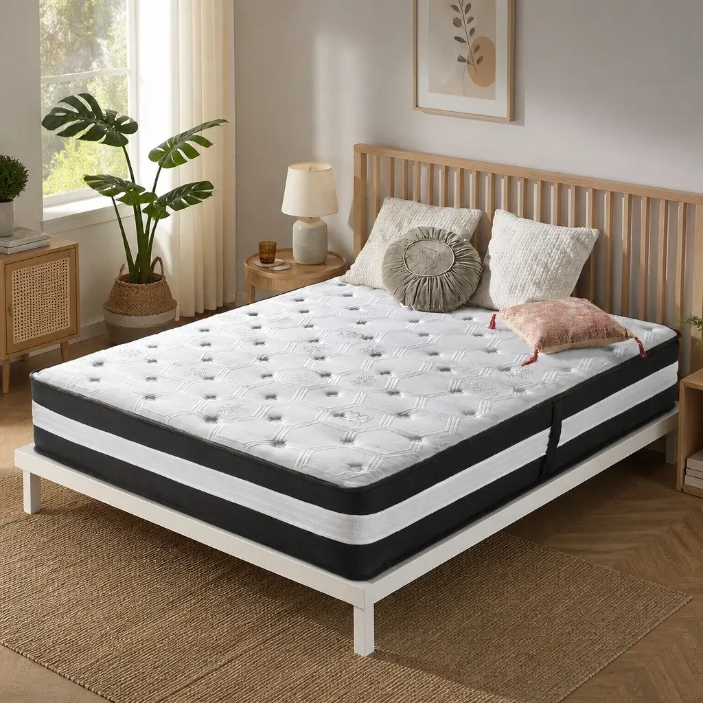 Pocket Spring Mattress Medium Firm 25cm 5 Zone Cool Gel Ice Silk Bed