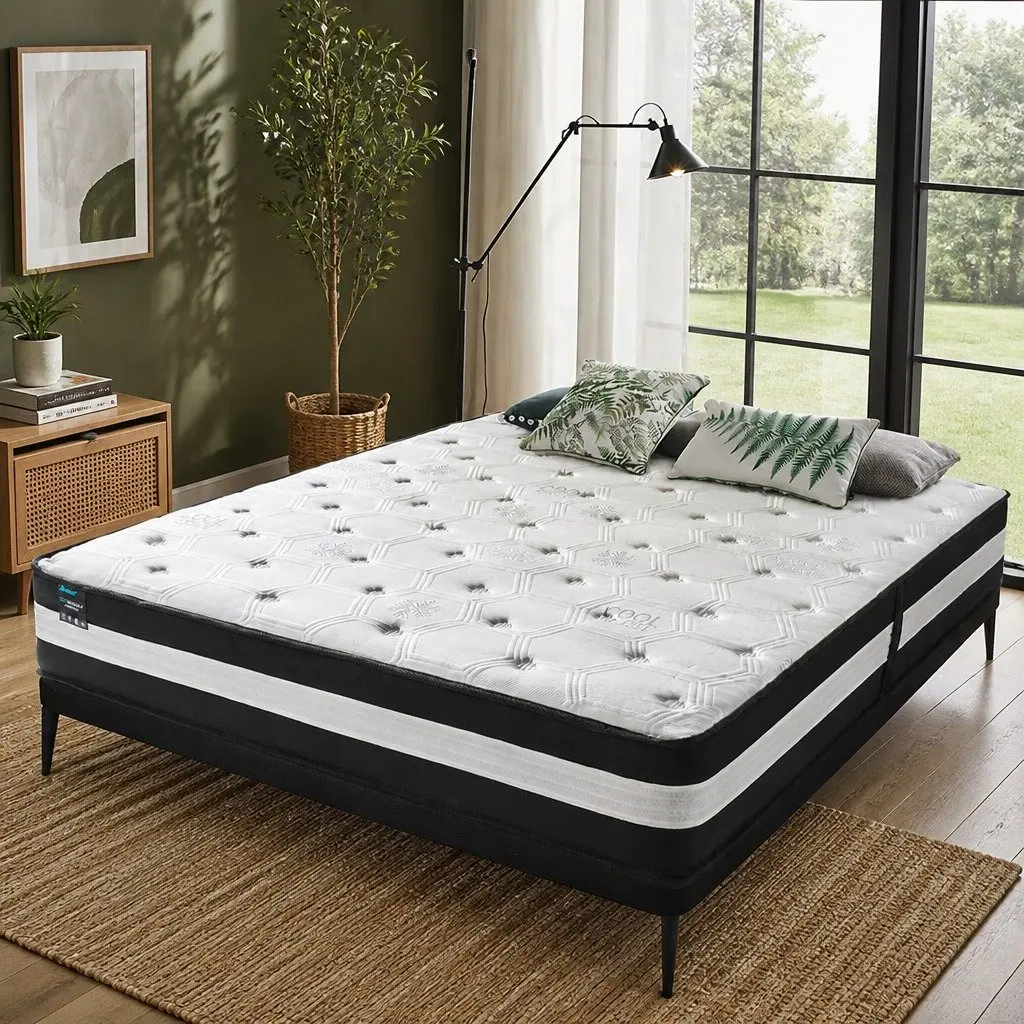 Pocket Spring Mattress Medium Firm 25cm 5 Zone Cool Gel Ice Silk Bed