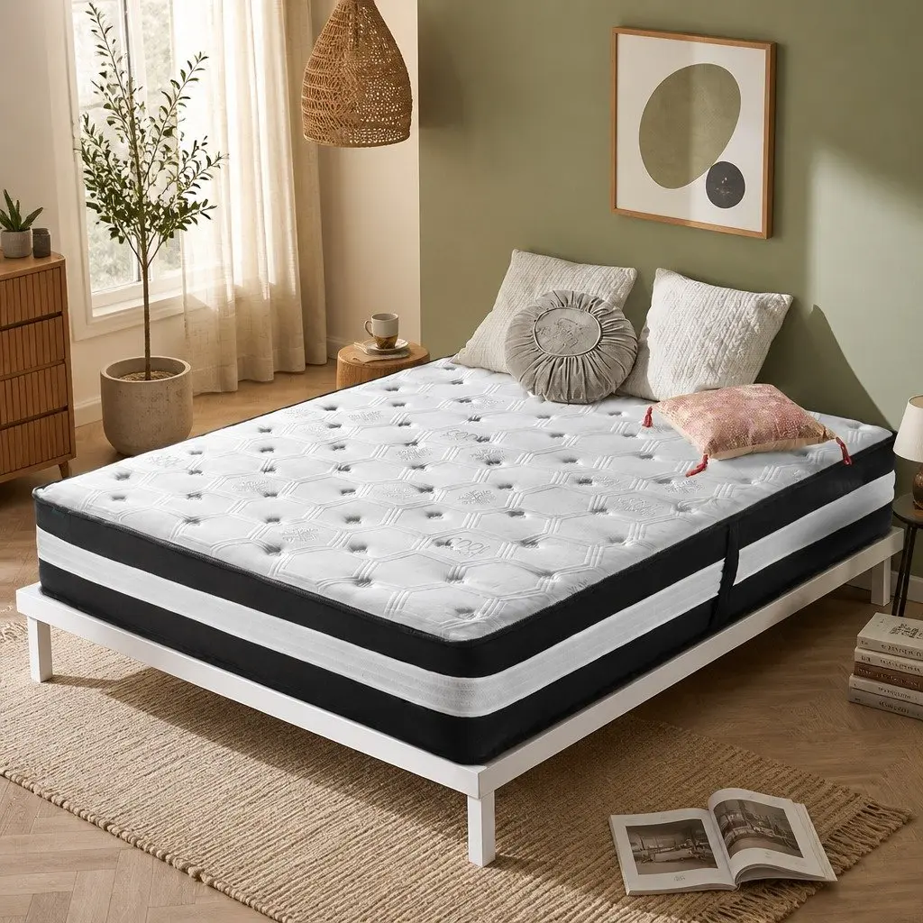 King Mattress for Bedroom 203cm x 183cm x 25cm Medium Firm Support 5 Zone Pocket Spring Gel