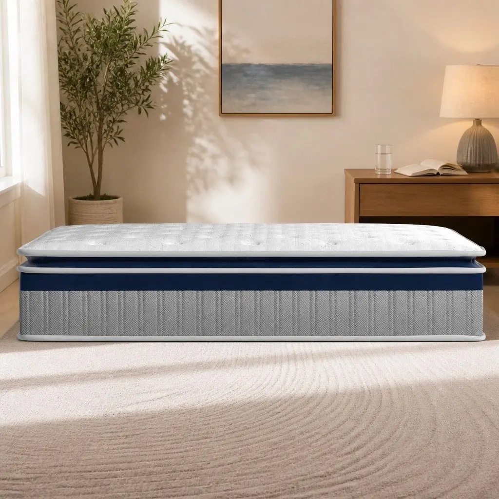 King Mattress for Bedroom 203cm x 183cm x 32cm Pillow Top High Density Foam Pocket Spring
