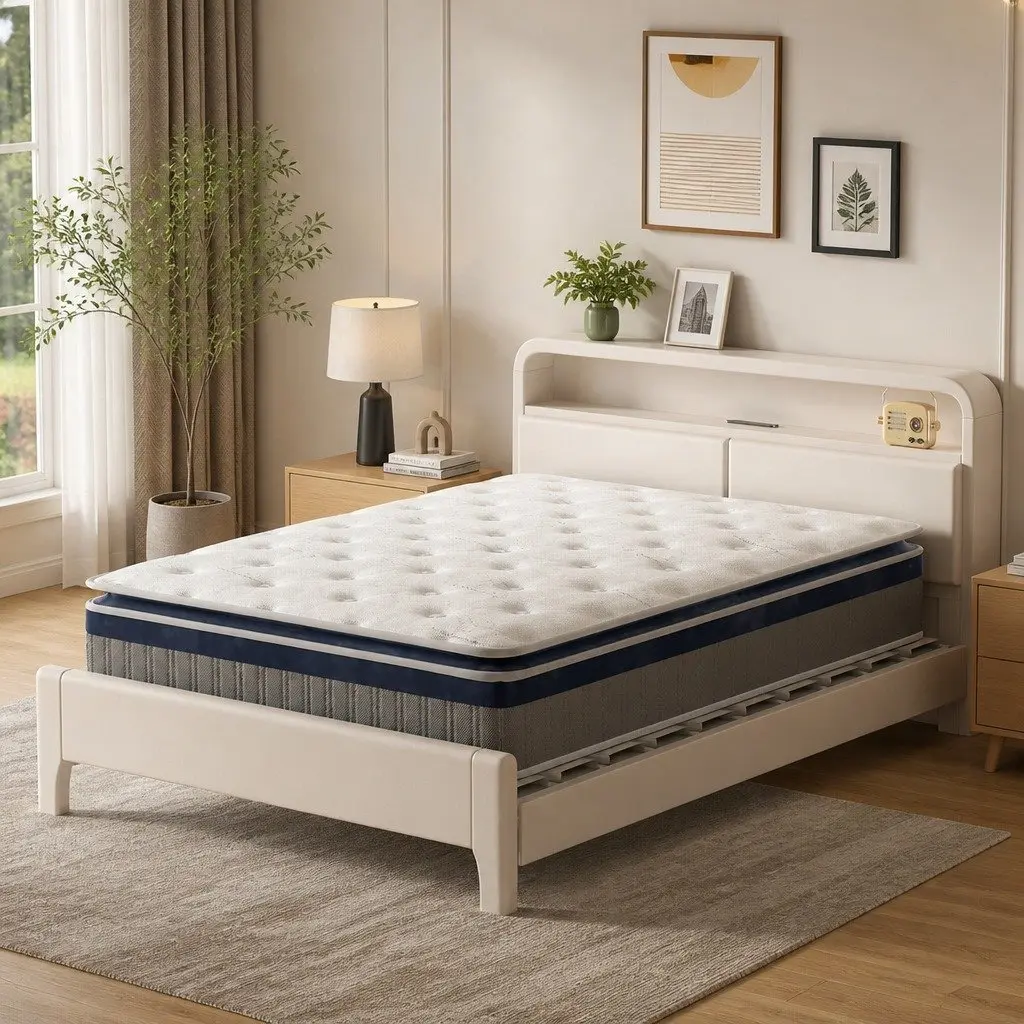King Mattress for Bedroom 203cm x 183cm x 32cm Pillow Top High Density Foam Pocket Spring