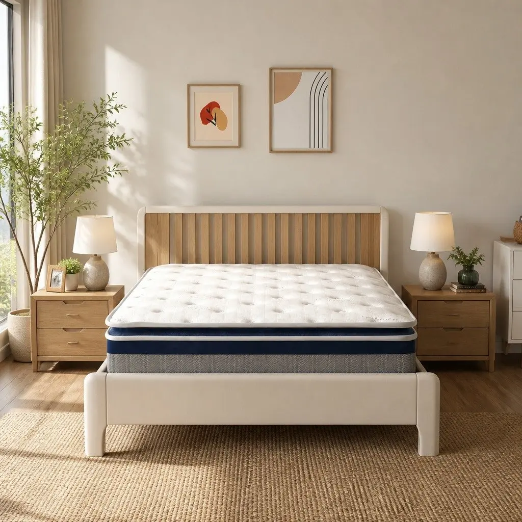 King Mattress for Bedroom 203cm x 183cm x 32cm Pillow Top High Density Foam Pocket Spring