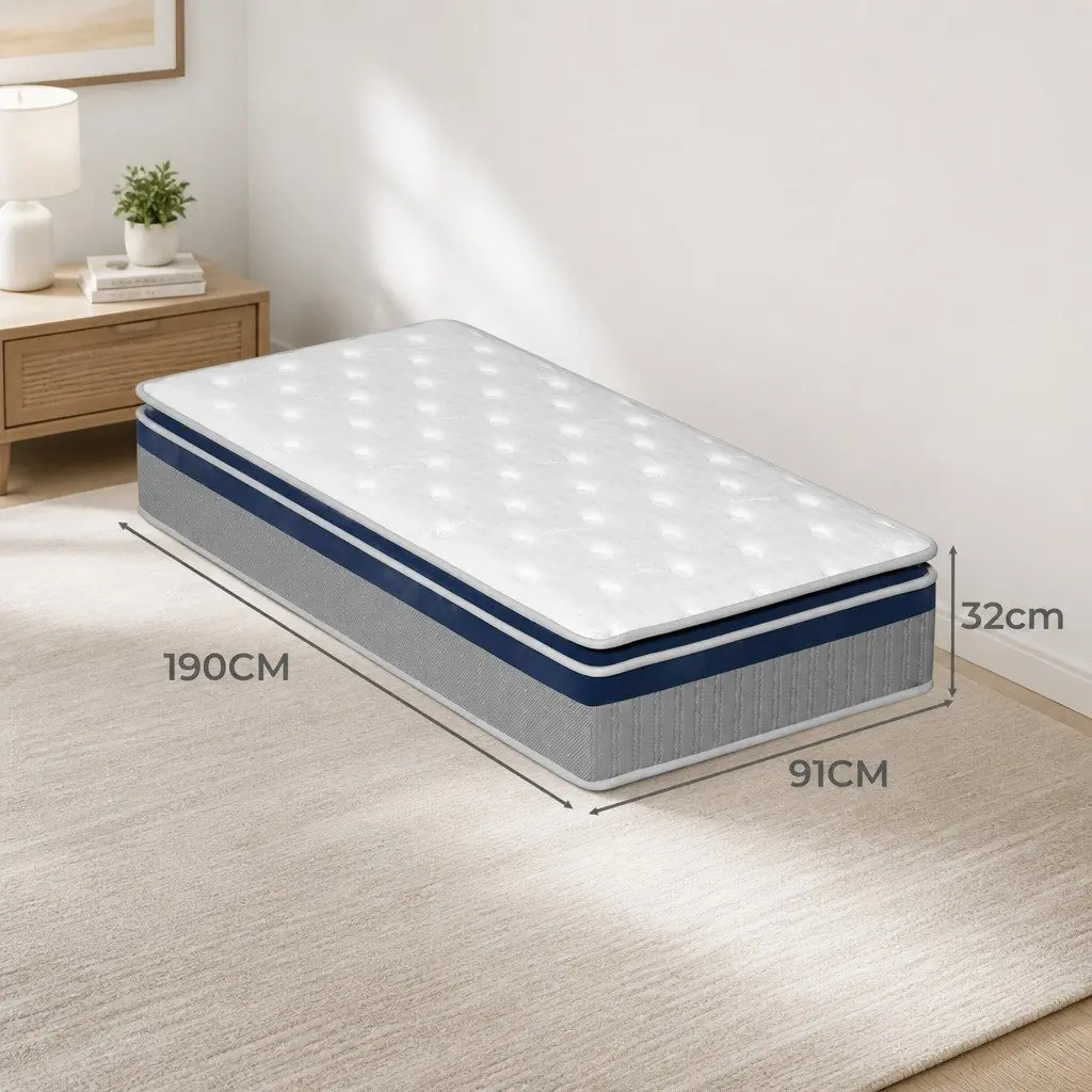 Single Pillow Top Spring Mattress for Bedroom 32cm Thick